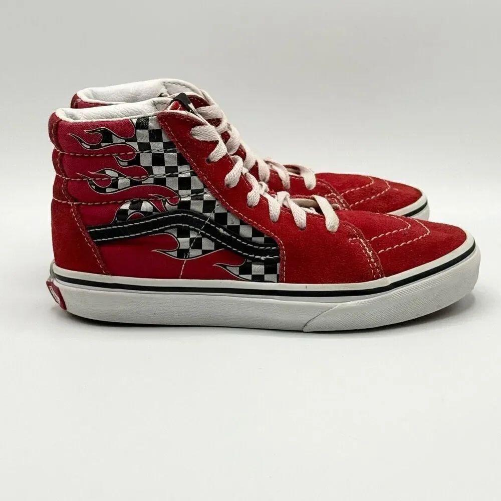 Vans AK8-HI Red Flame Hi Top Lace Up Sneakers - Big Kid US 2.5